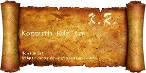 Kossuth Réta névjegykártya